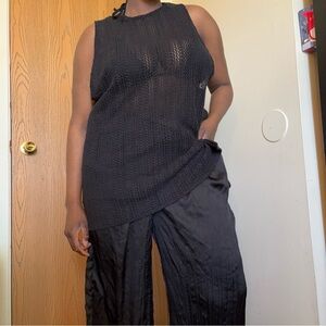 H&M Crochet-Look Black Swim Cover Top